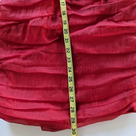 Ashley Park x RTR Red Chiffon Mini Dress, Sheer, Cutouts, Drawstring -sz 6