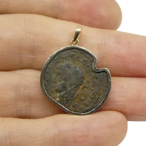 Authentic Ancient Seleucis and Pieria Coin Pendant in 14K Yellow Gold