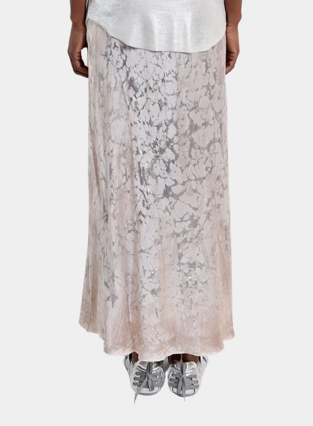 AVANT TOI | Marble Laminated Stretch Silk Long Skirt