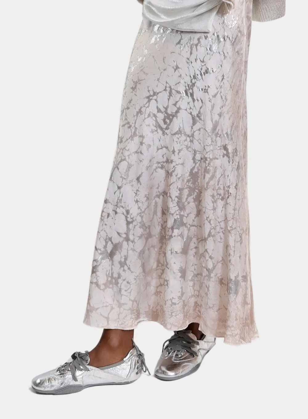 AVANT TOI | Marble Laminated Stretch Silk Long Skirt