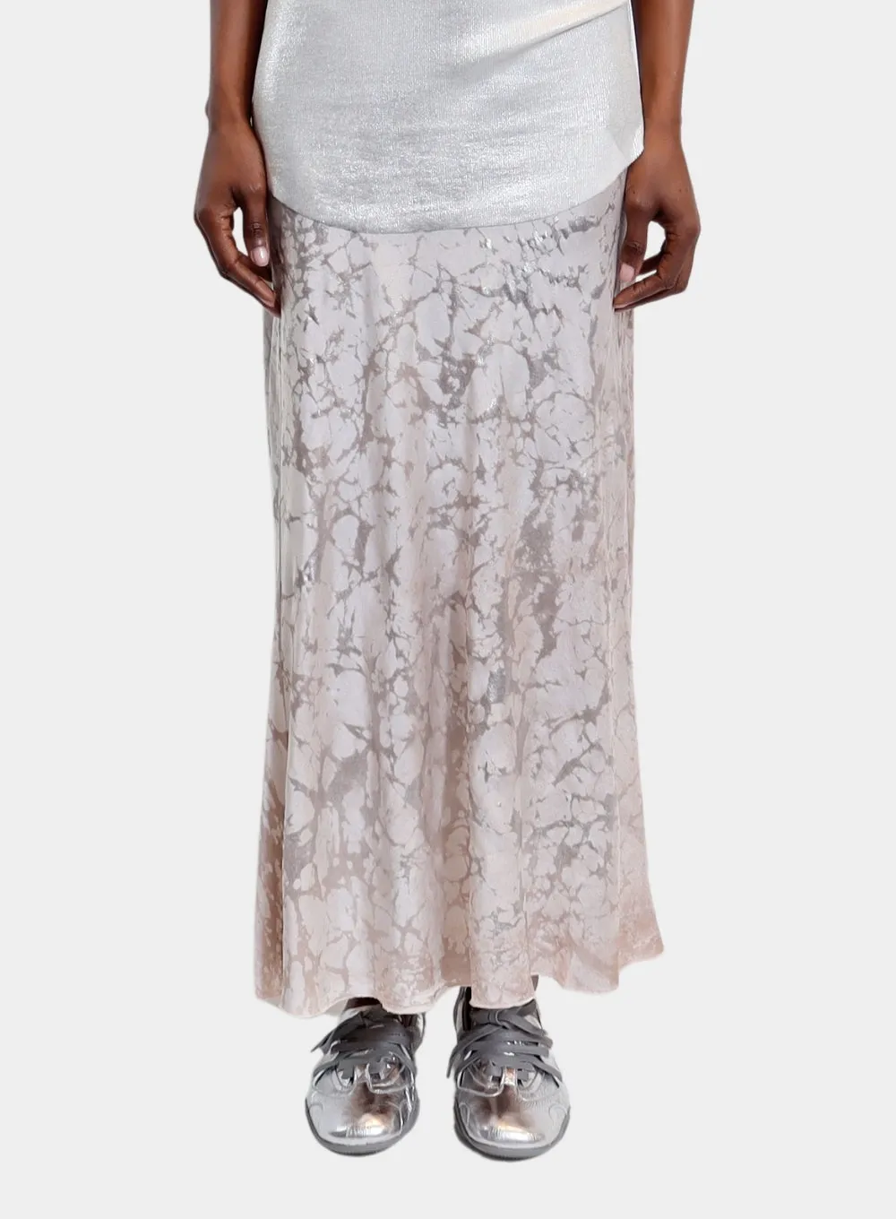 AVANT TOI | Marble Laminated Stretch Silk Long Skirt