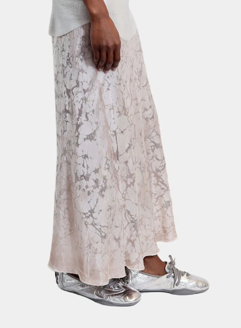 AVANT TOI | Marble Laminated Stretch Silk Long Skirt