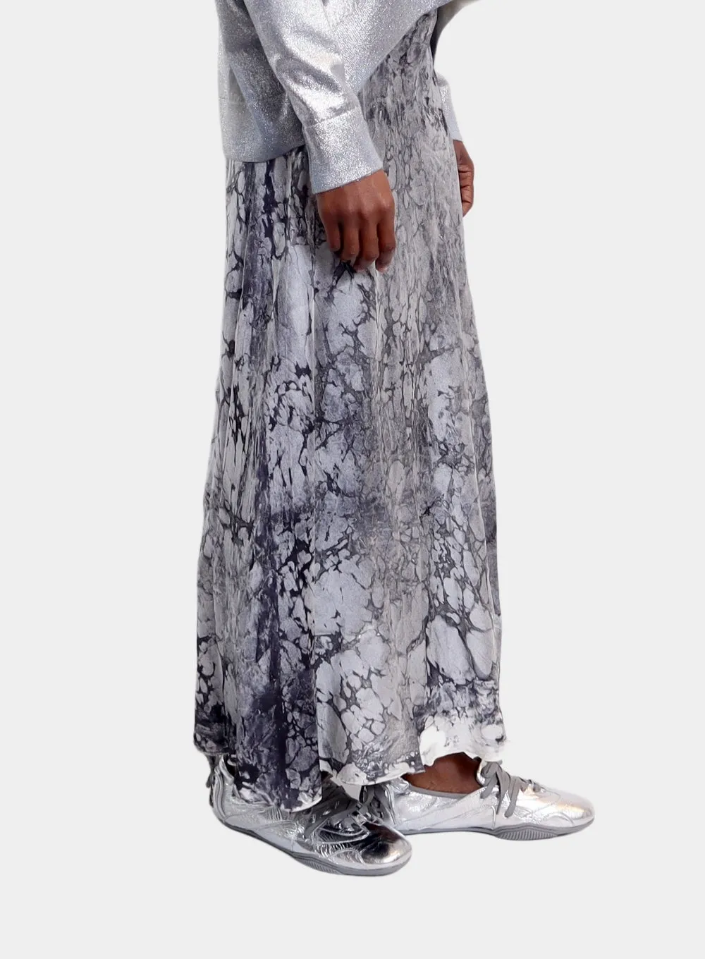 AVANT TOI | Marble Laminated Stretch Silk Skirt
