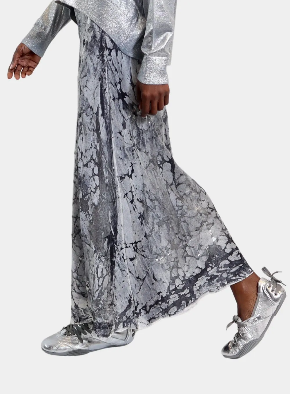 AVANT TOI | Marble Laminated Stretch Silk Skirt
