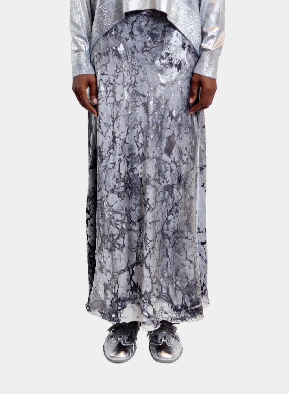 AVANT TOI | Marble Laminated Stretch Silk Skirt