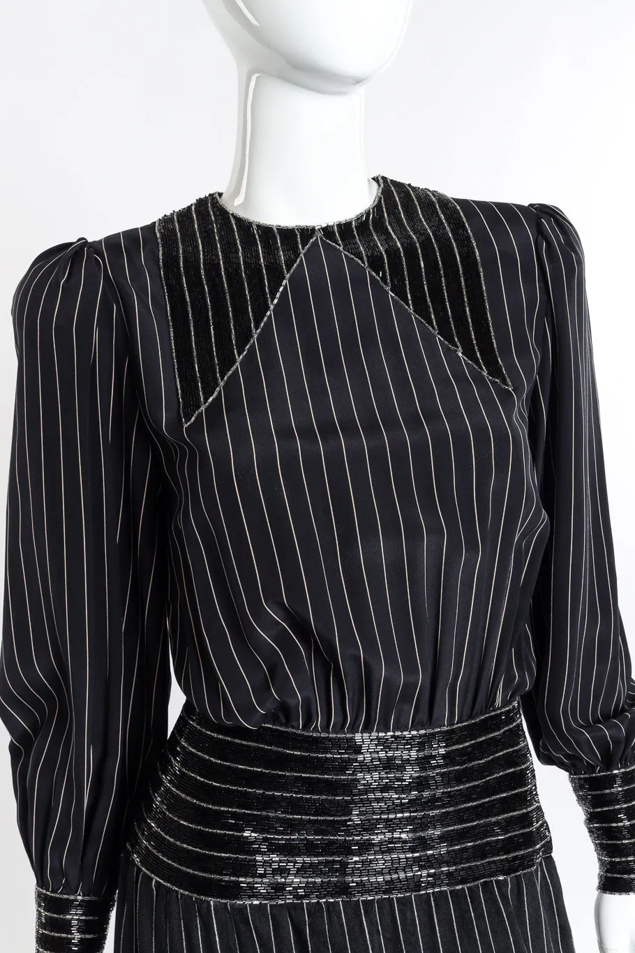 Beaded Pinstripe Dress