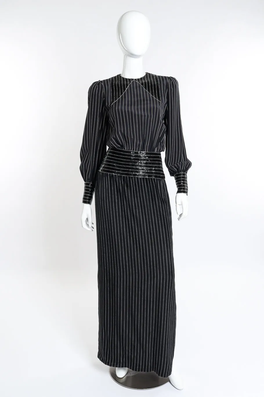 Beaded Pinstripe Dress