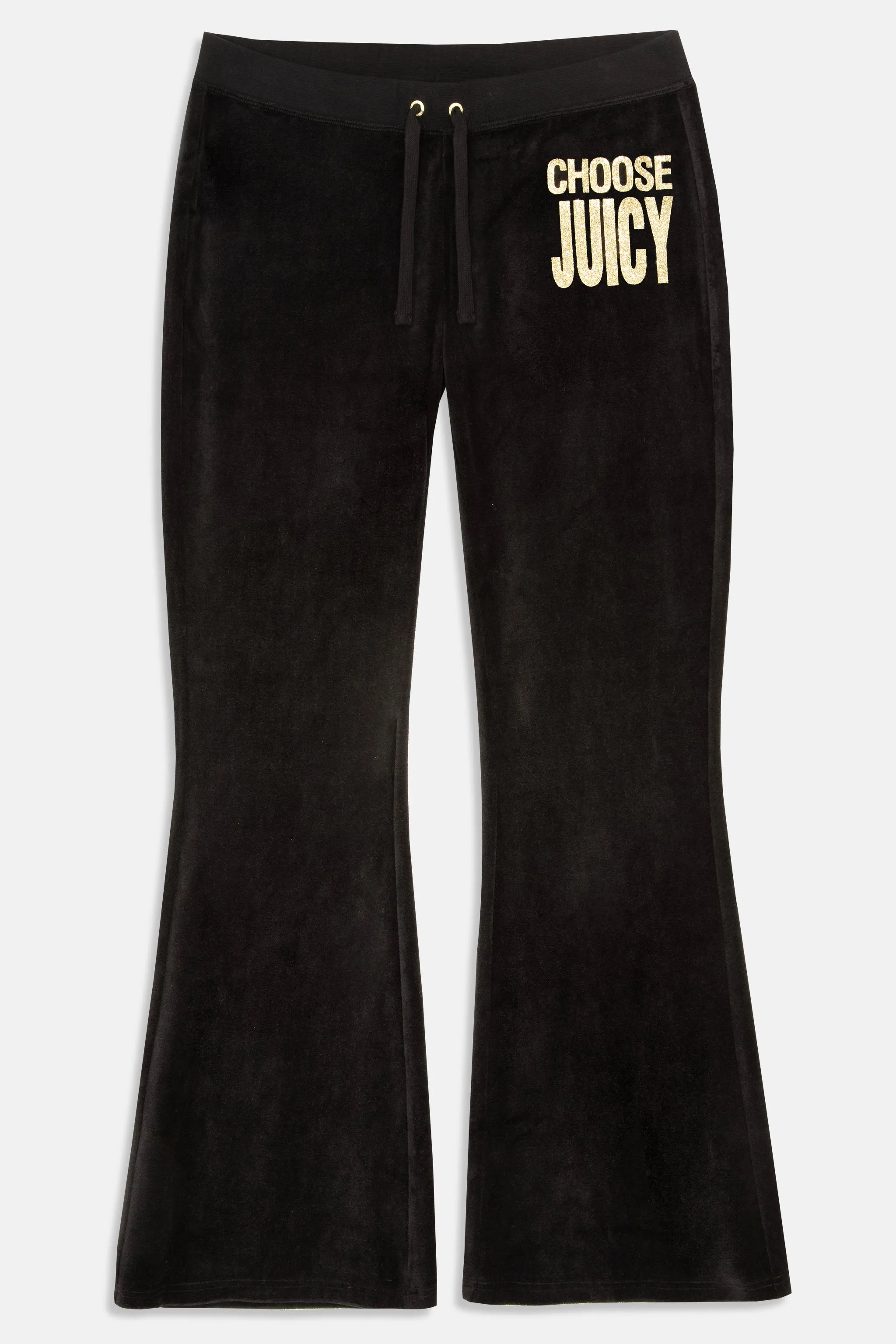 BLACK CHOOSE JUICY ULTRA LOW RISE BAMBOO VELOUR HERITAGE BOTTOMS