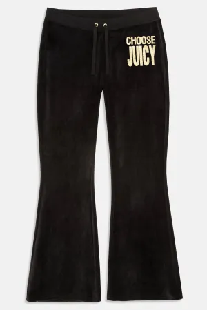 BLACK CHOOSE JUICY ULTRA LOW RISE BAMBOO VELOUR HERITAGE BOTTOMS