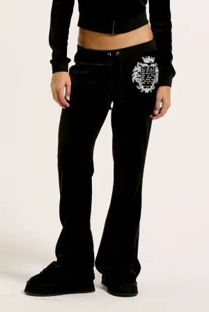 BLACK 'ONCE UPON A TIME' ULTRA LOW RISE BAMBOO VELOUR HERITAGE POCKETED BOTTOMS