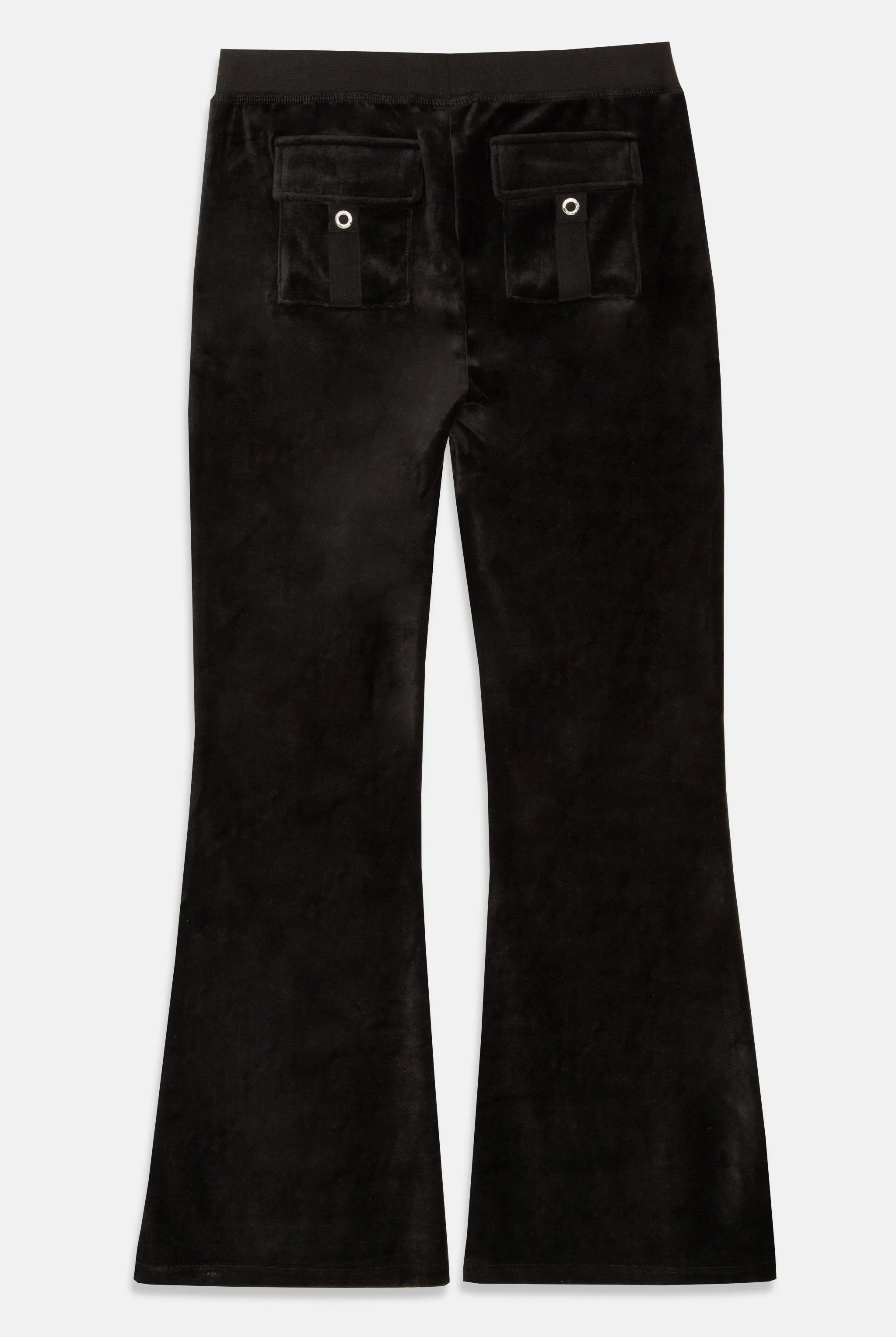 BLACK 'ONCE UPON A TIME' ULTRA LOW RISE BAMBOO VELOUR HERITAGE POCKETED BOTTOMS