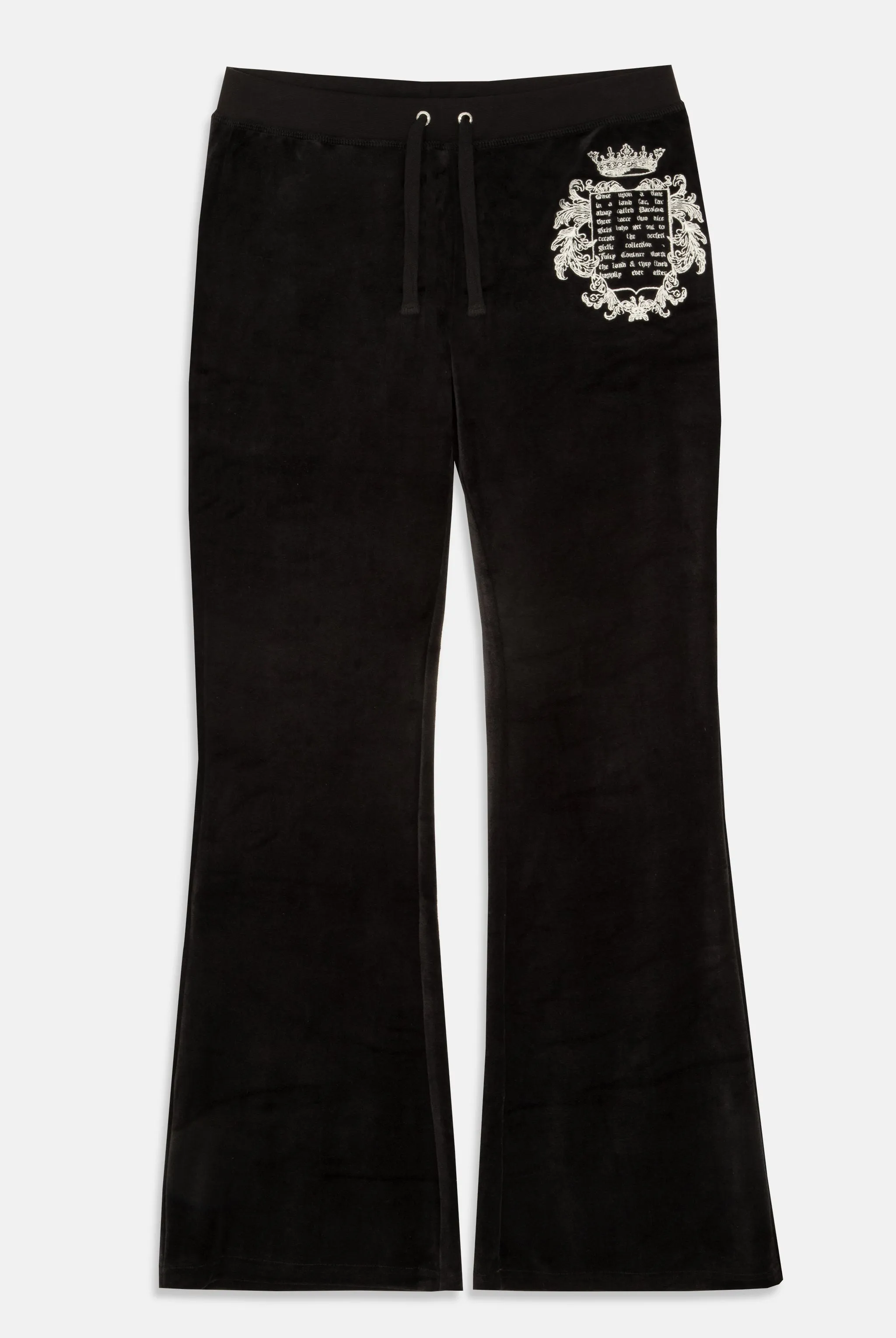 BLACK 'ONCE UPON A TIME' ULTRA LOW RISE BAMBOO VELOUR HERITAGE POCKETED BOTTOMS