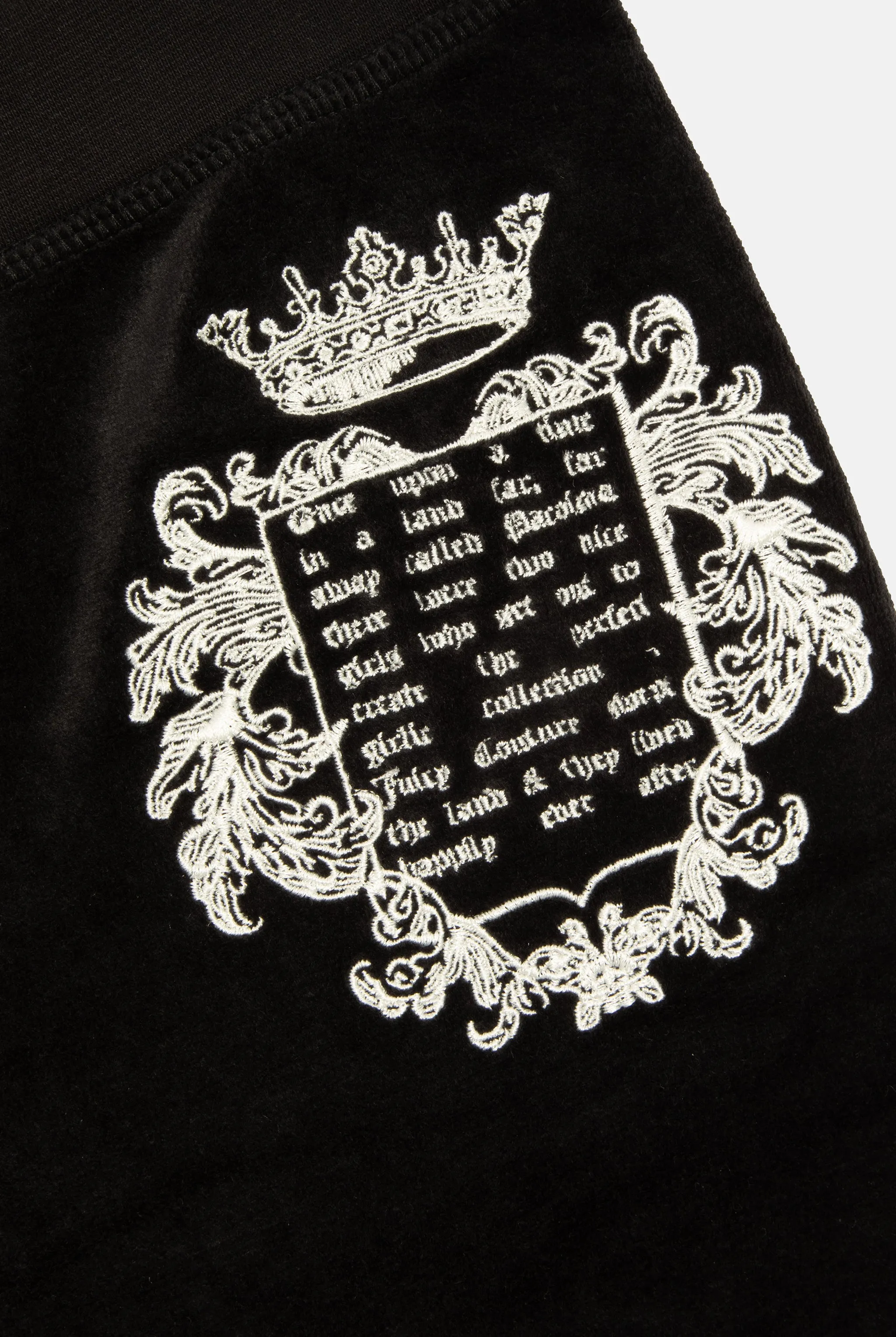 BLACK 'ONCE UPON A TIME' ULTRA LOW RISE BAMBOO VELOUR HERITAGE POCKETED BOTTOMS