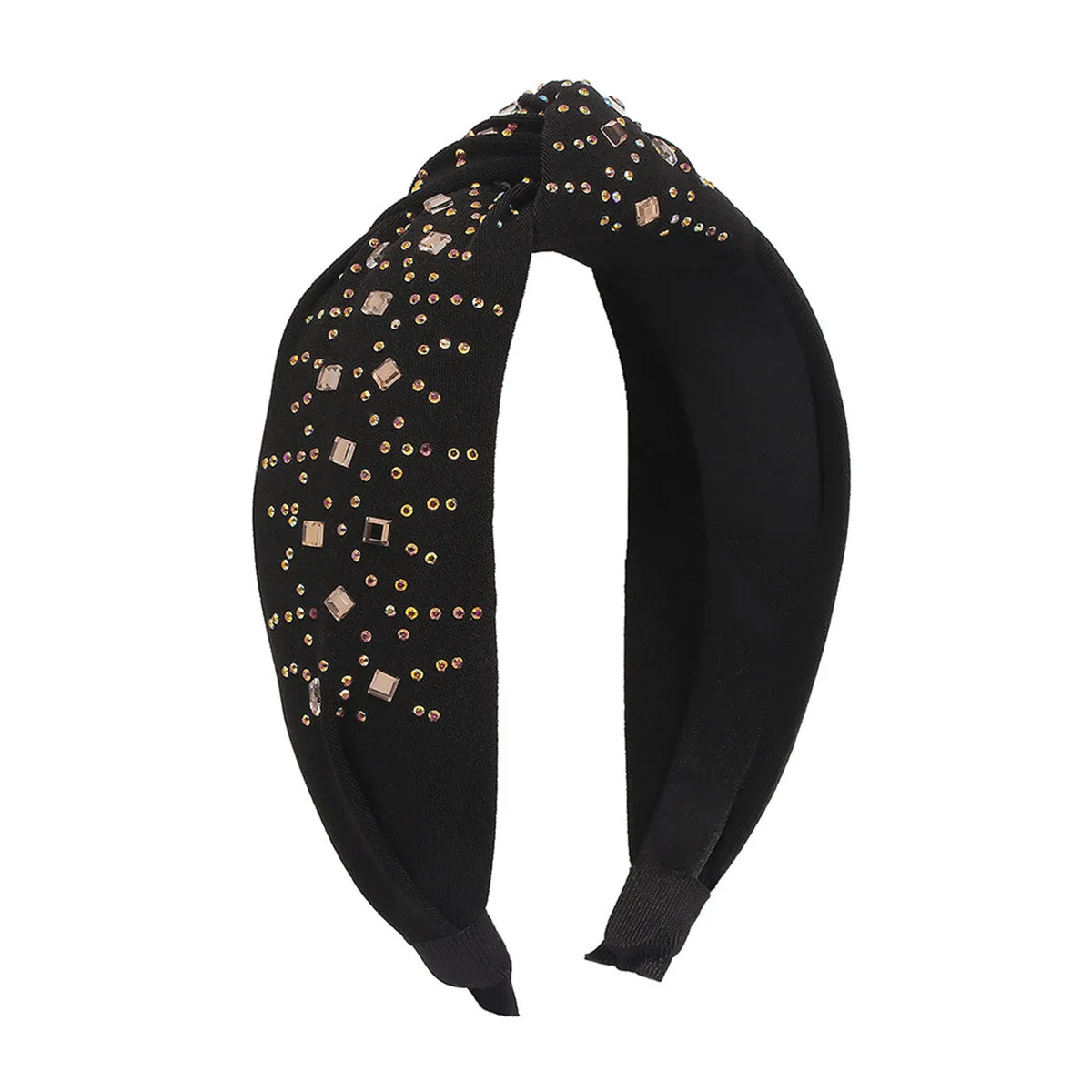 Black Polyster & 18K Gold-Plated Cubic Zirconia Knot Hard Headband