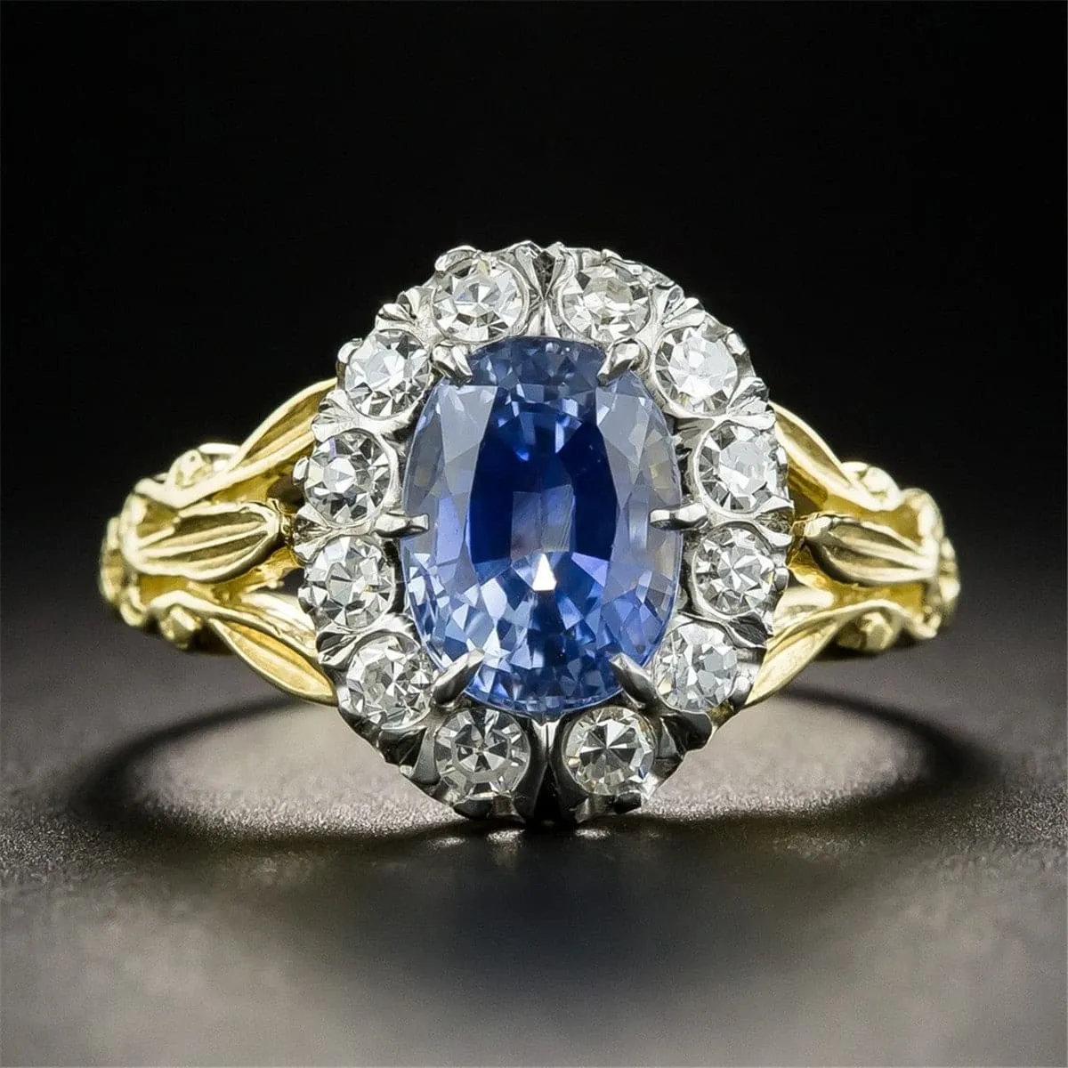 Blue & White Crystal Filigree Ring
