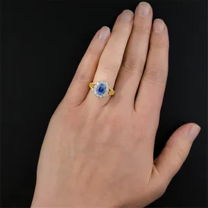 Blue & White Crystal Filigree Ring