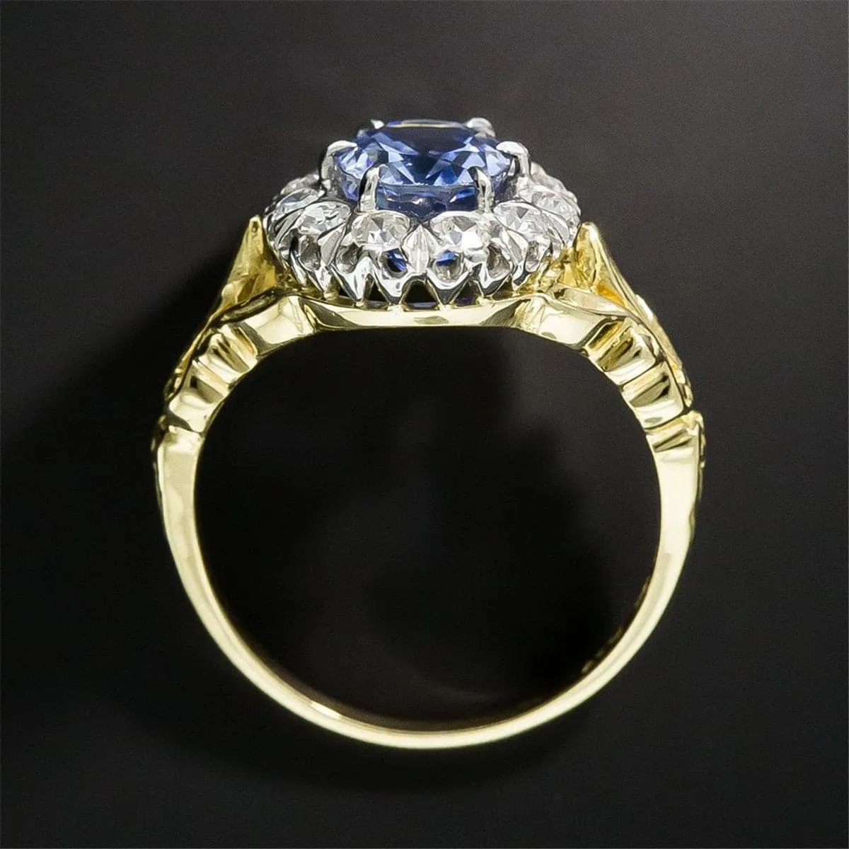 Blue & White Crystal Filigree Ring