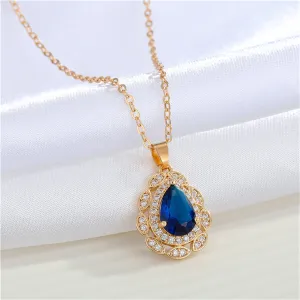 Blue Crystal & Clear Cubic Zirconia Hola Pendant Necklace