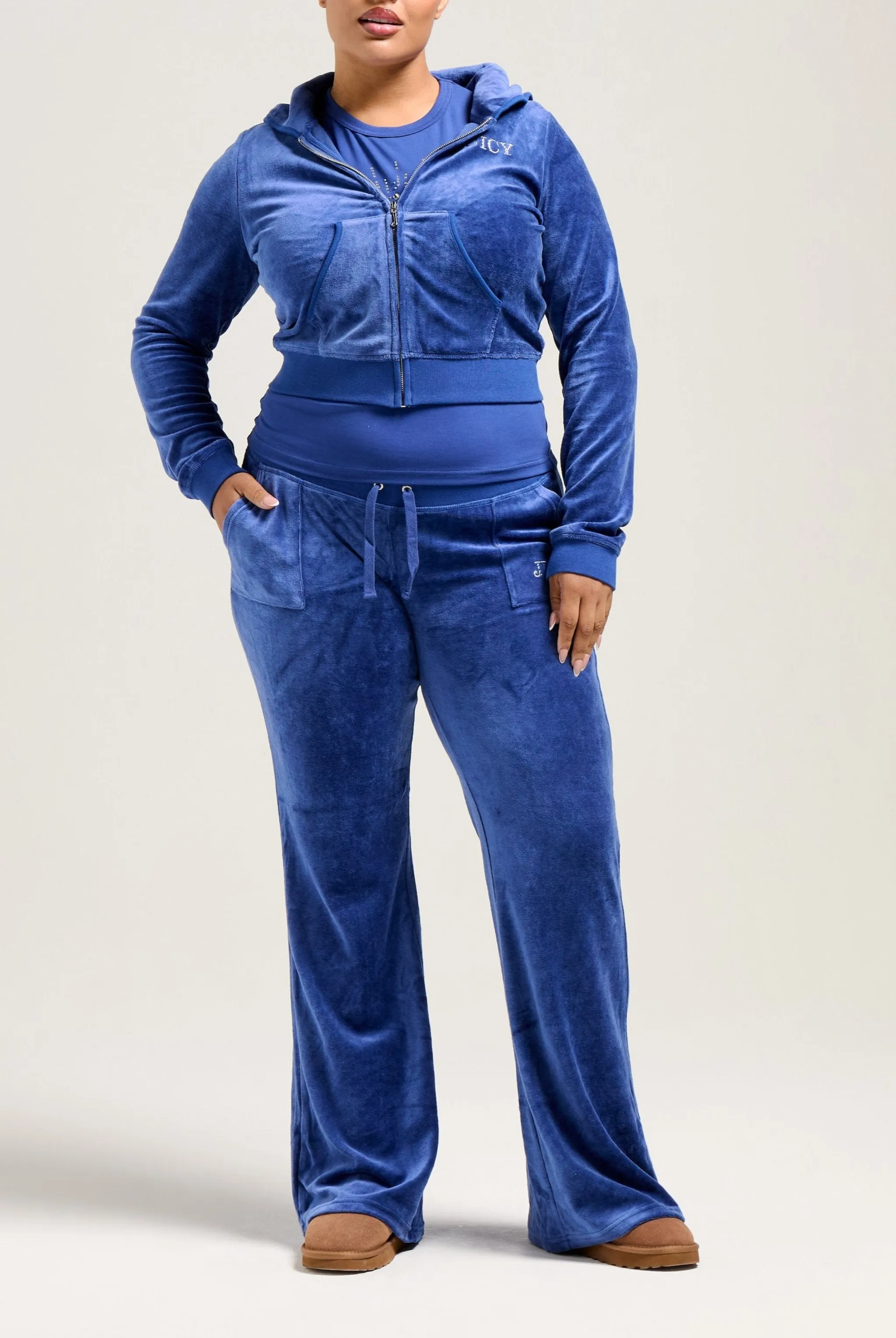 BLUE DEPTHS ULTRA LOW RISE CROWN BAMBOO VELOUR HERITAGE BOTTOMS