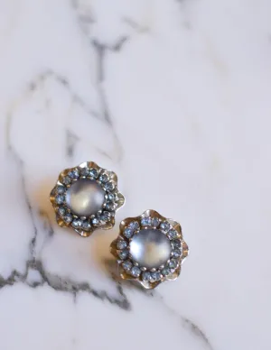 Blue Frosted Crystal Rhinestone Earrings