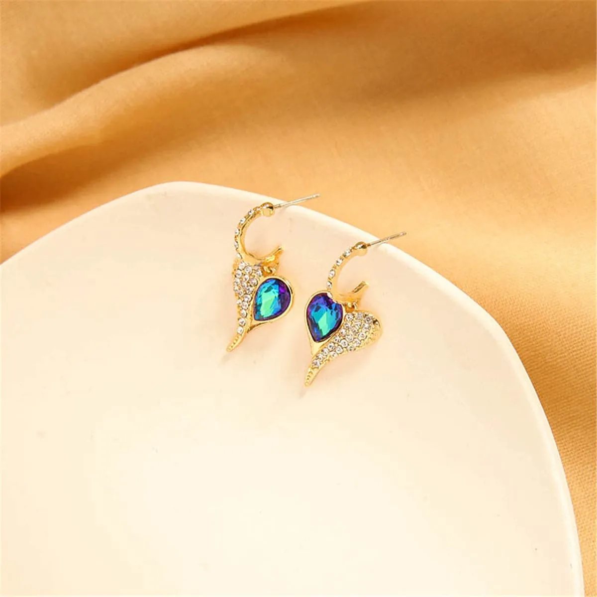 Blue Pear-Cut Crystal & Cubic Zirconia Heart Drop Earrings