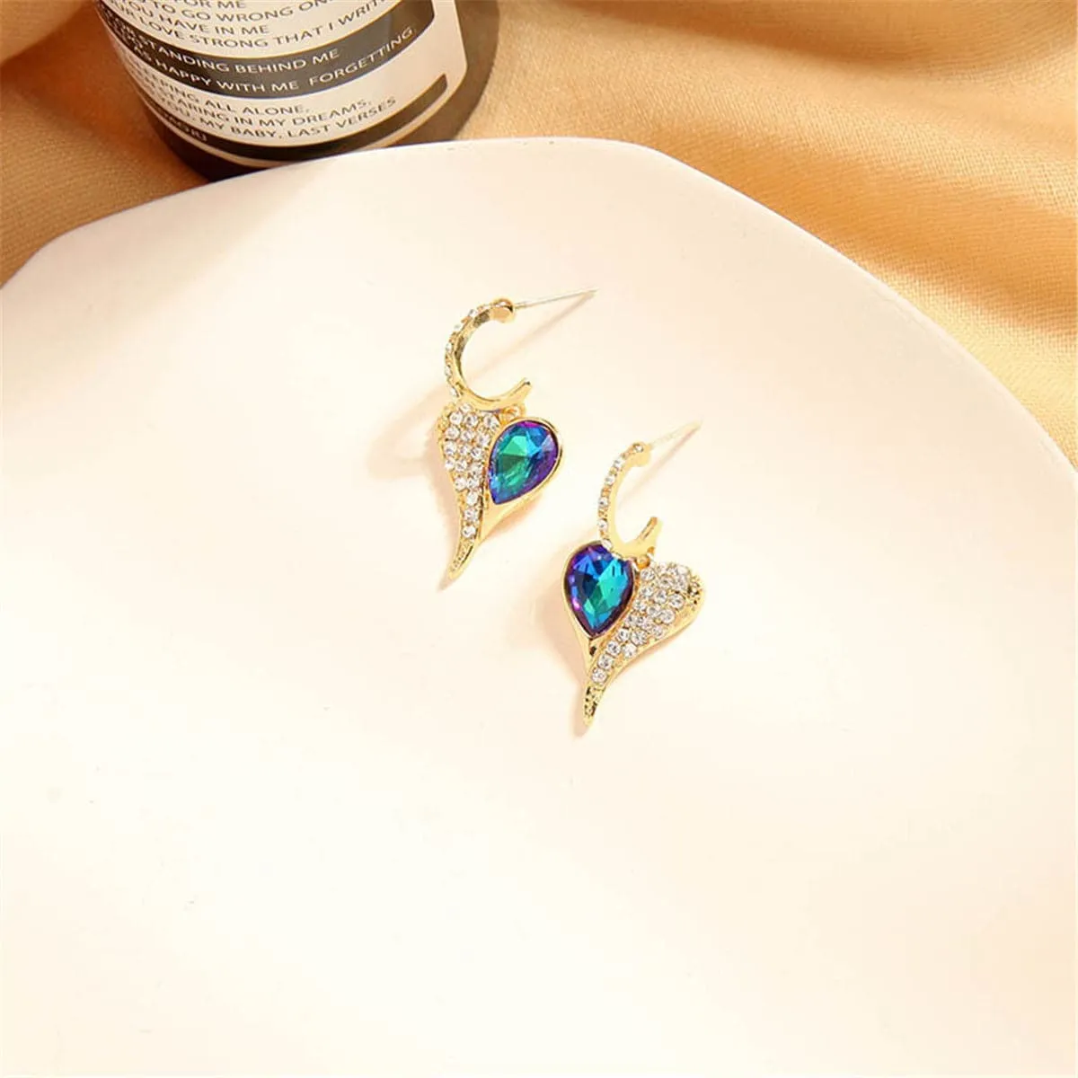 Blue Pear-Cut Crystal & Cubic Zirconia Heart Drop Earrings
