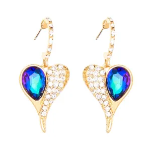 Blue Pear-Cut Crystal & Cubic Zirconia Heart Drop Earrings