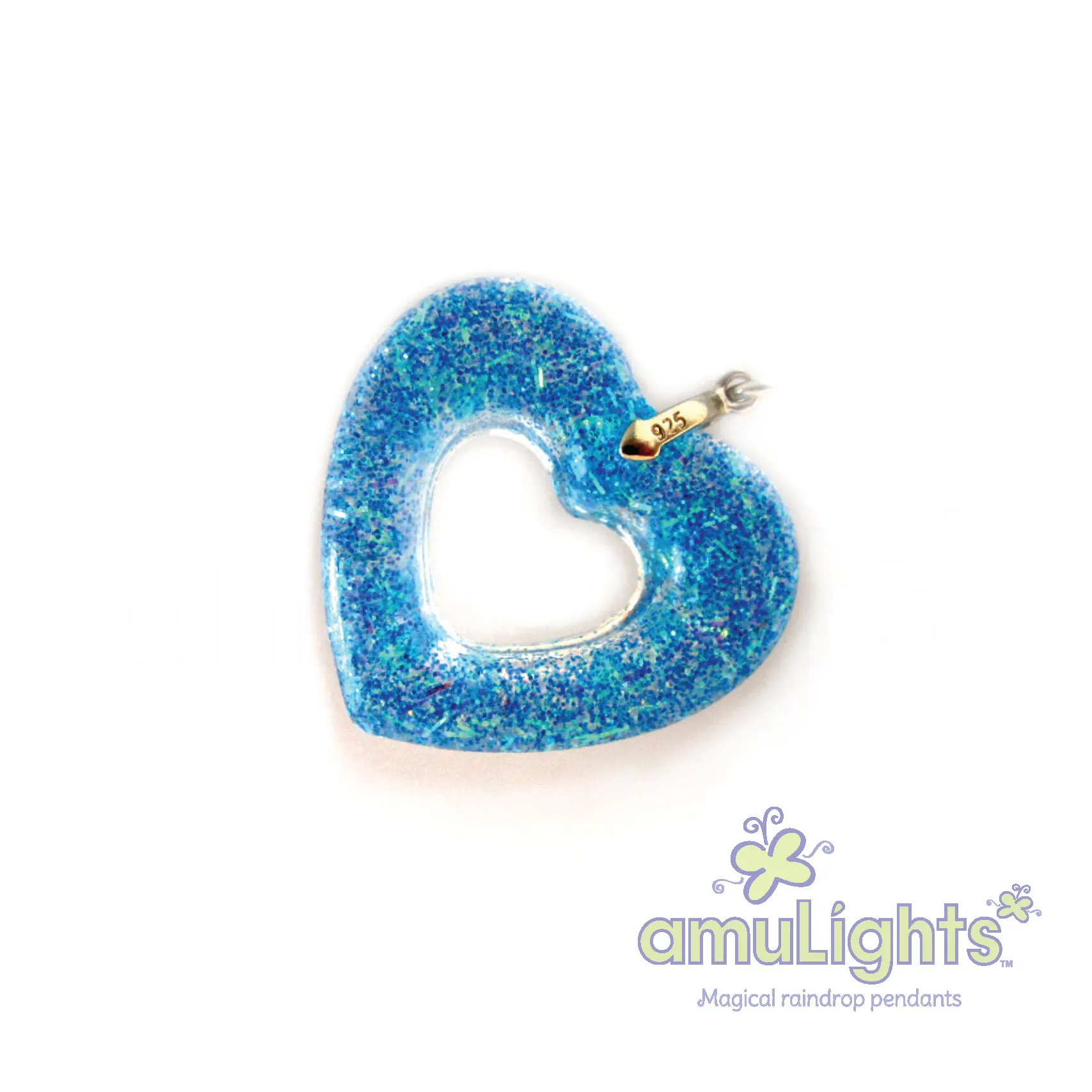 Blue RainbowDrops: Heart Ring Pendant