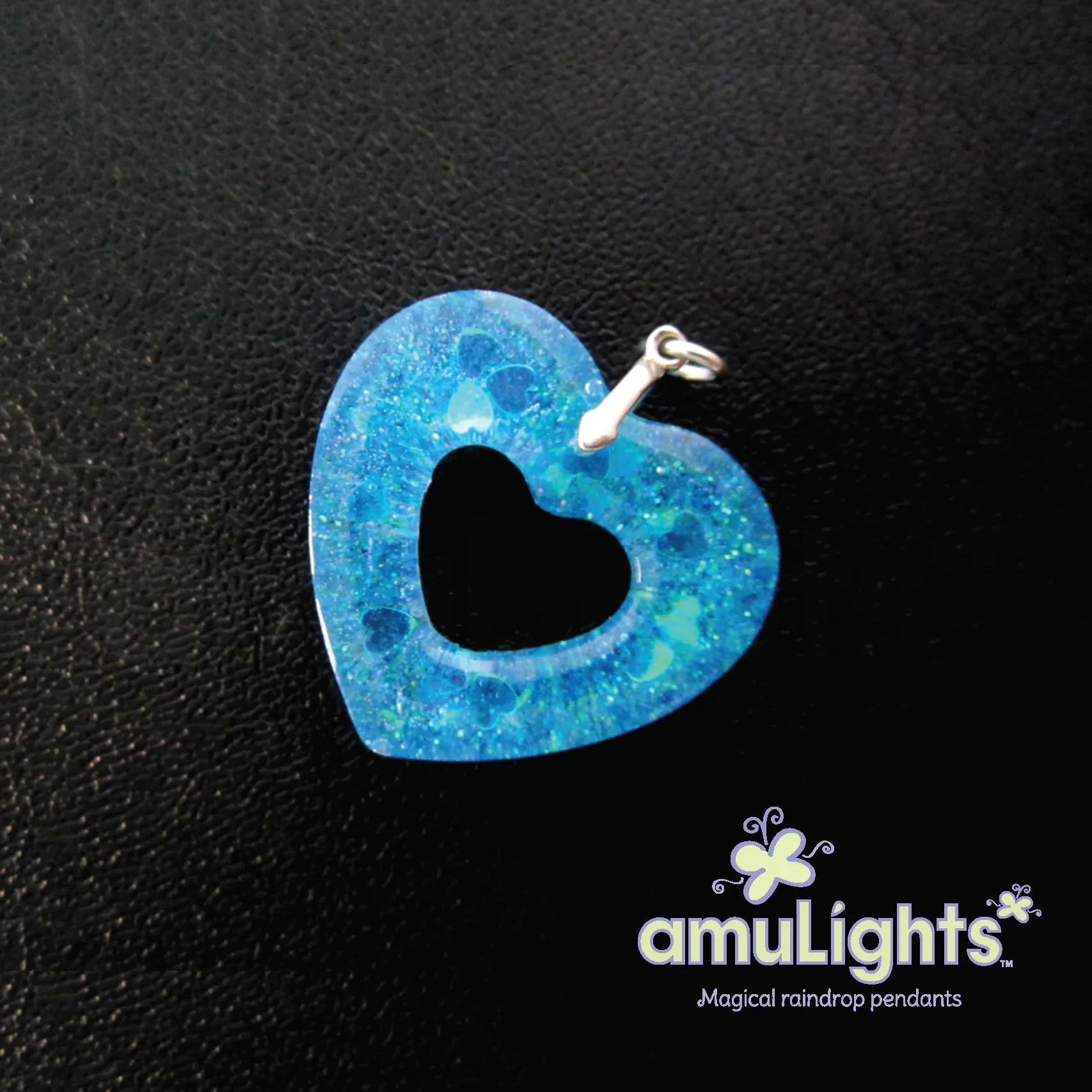 Blue RainbowDrops: Heart Ring Pendant