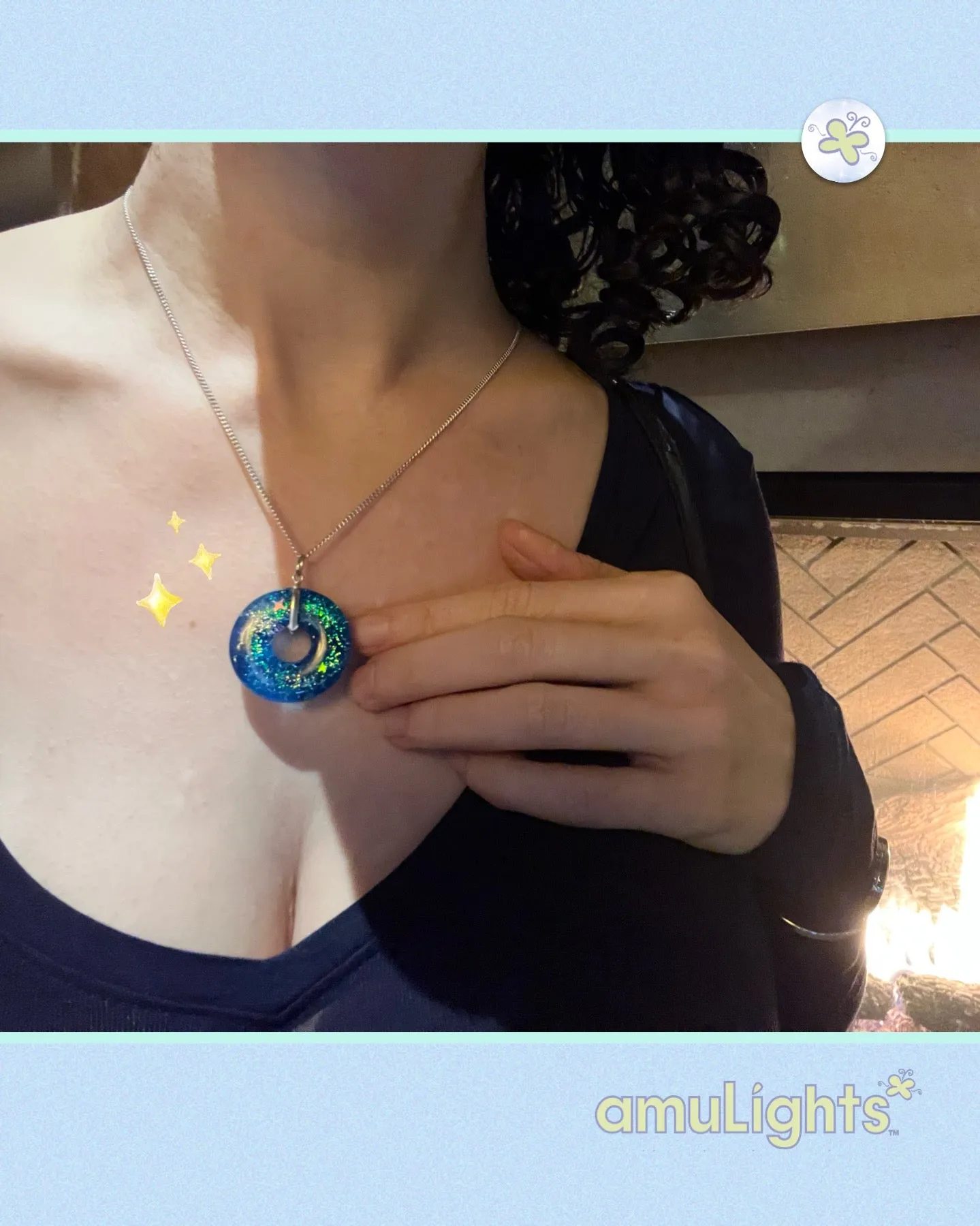 Blue RainbowDrops: Ring Pendant with Charm