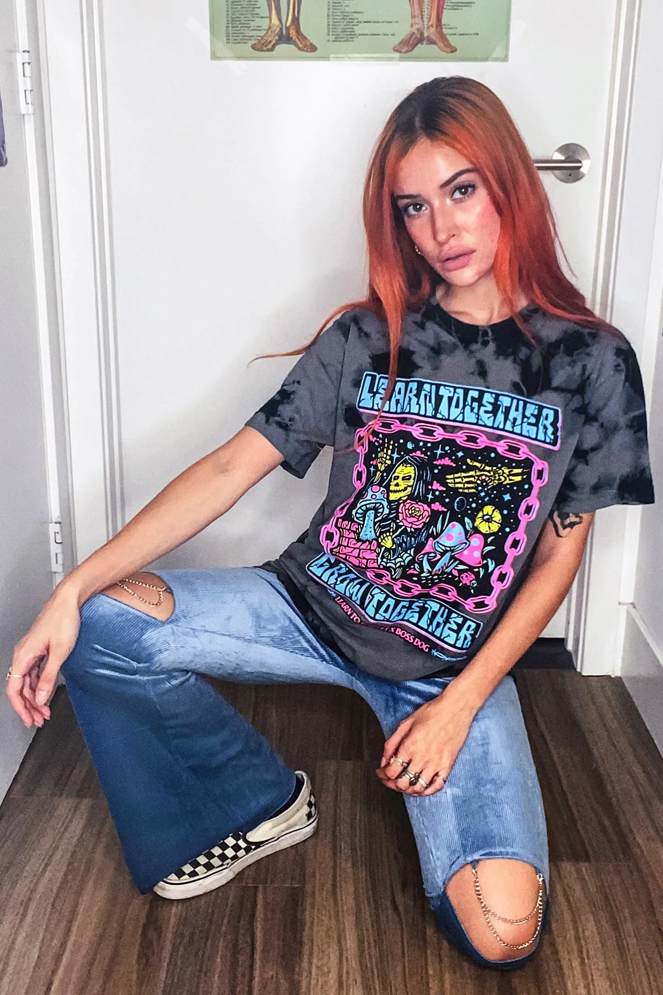Blue Velvet Knee Chain Flares