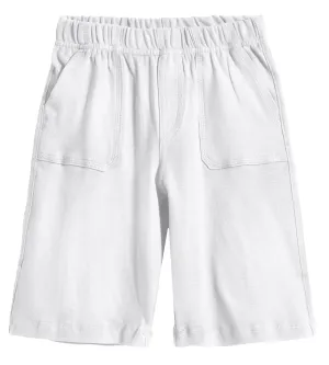 Boys Soft Cotton UPF 50  3 -Pocket Jersey Shorts | White