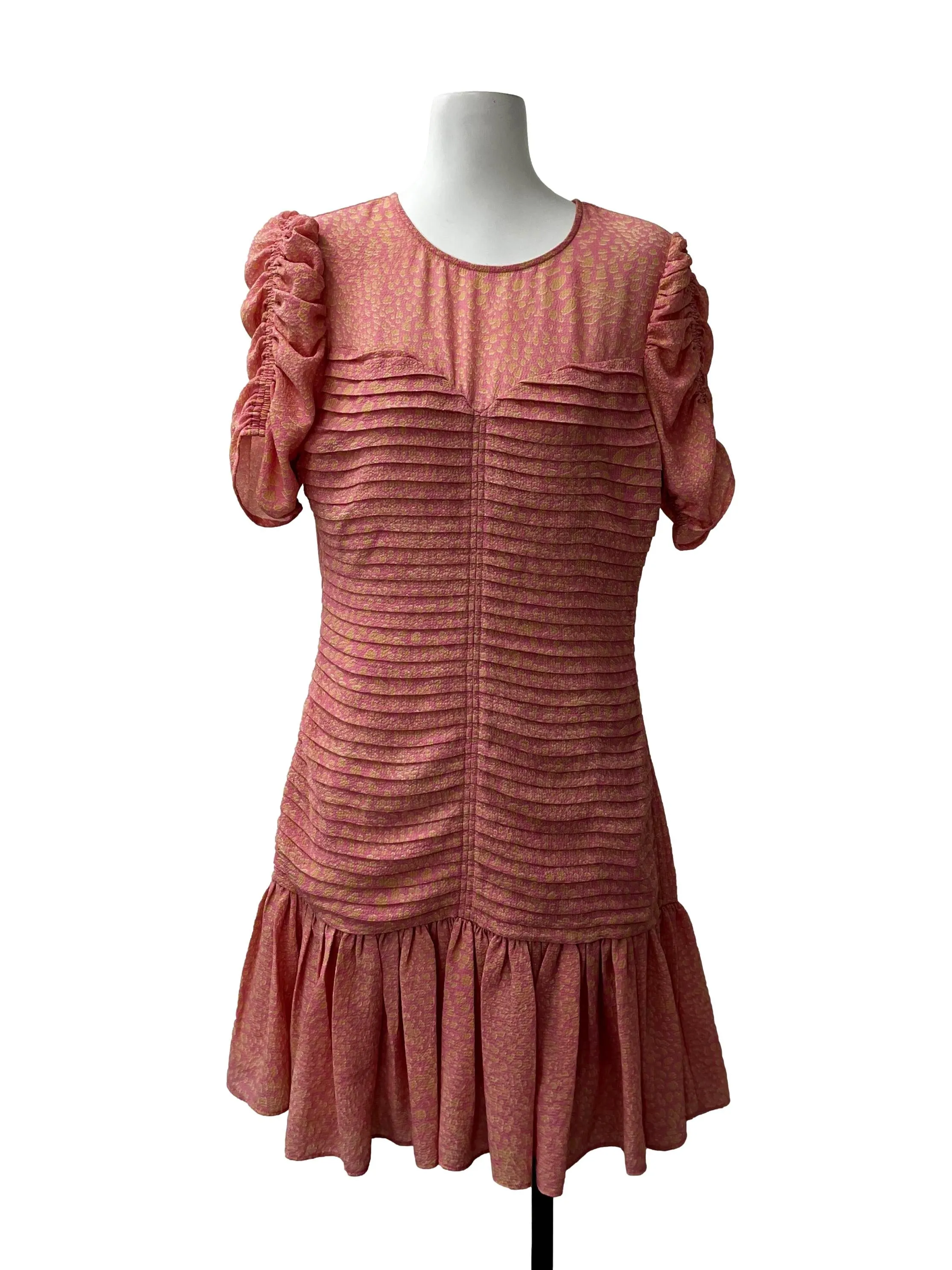 Bright Pink Spotted Ruffle Dress