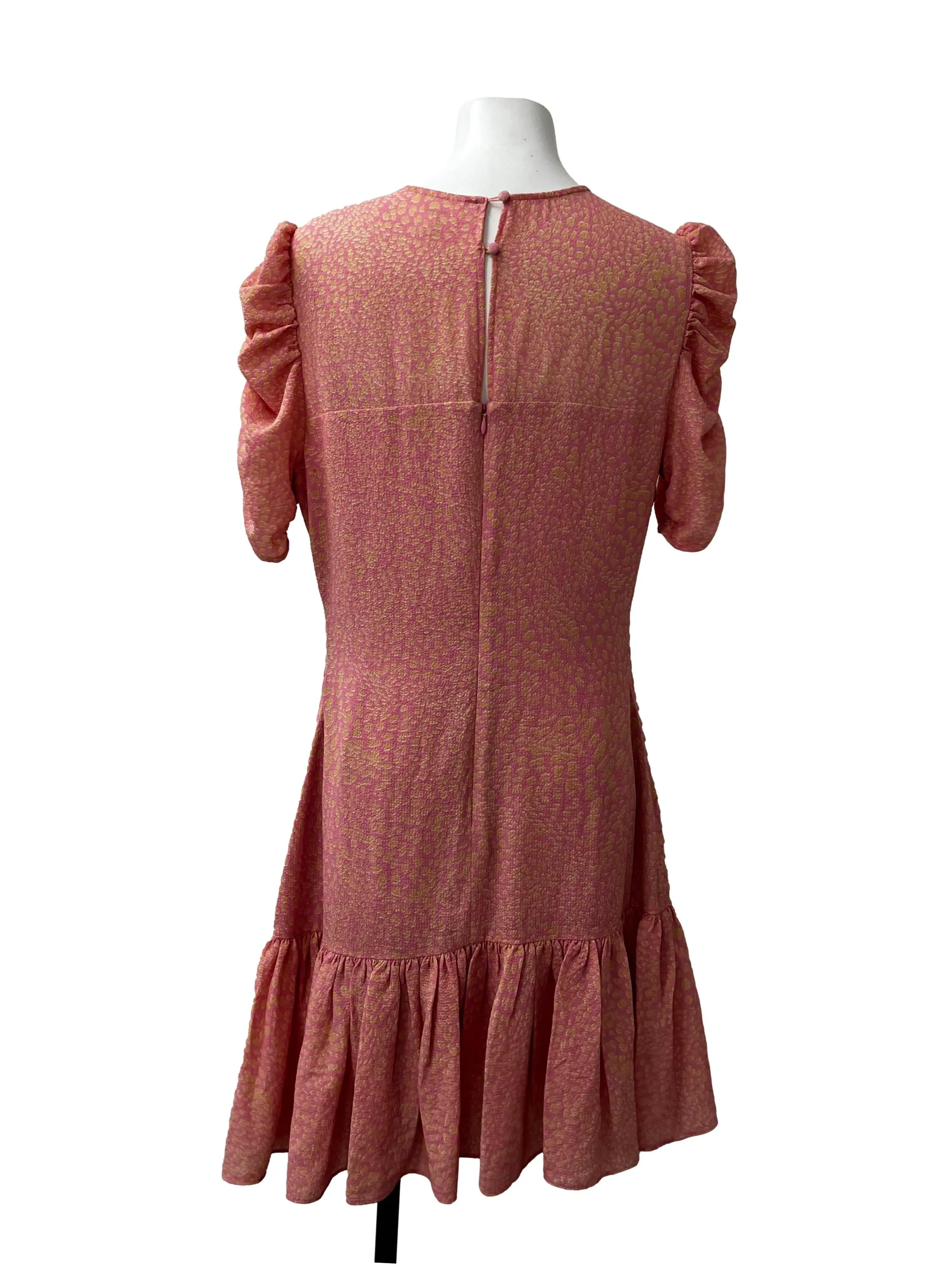 Bright Pink Spotted Ruffle Dress