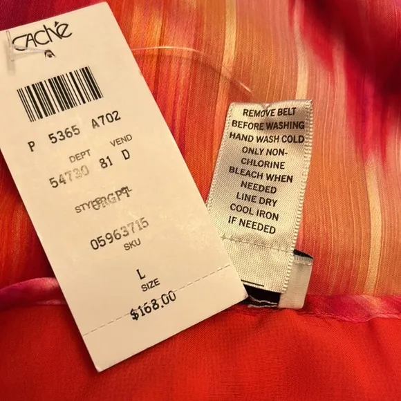 Cache Red Pink Orange Tie Dye Chiffon Dress Sz M/L