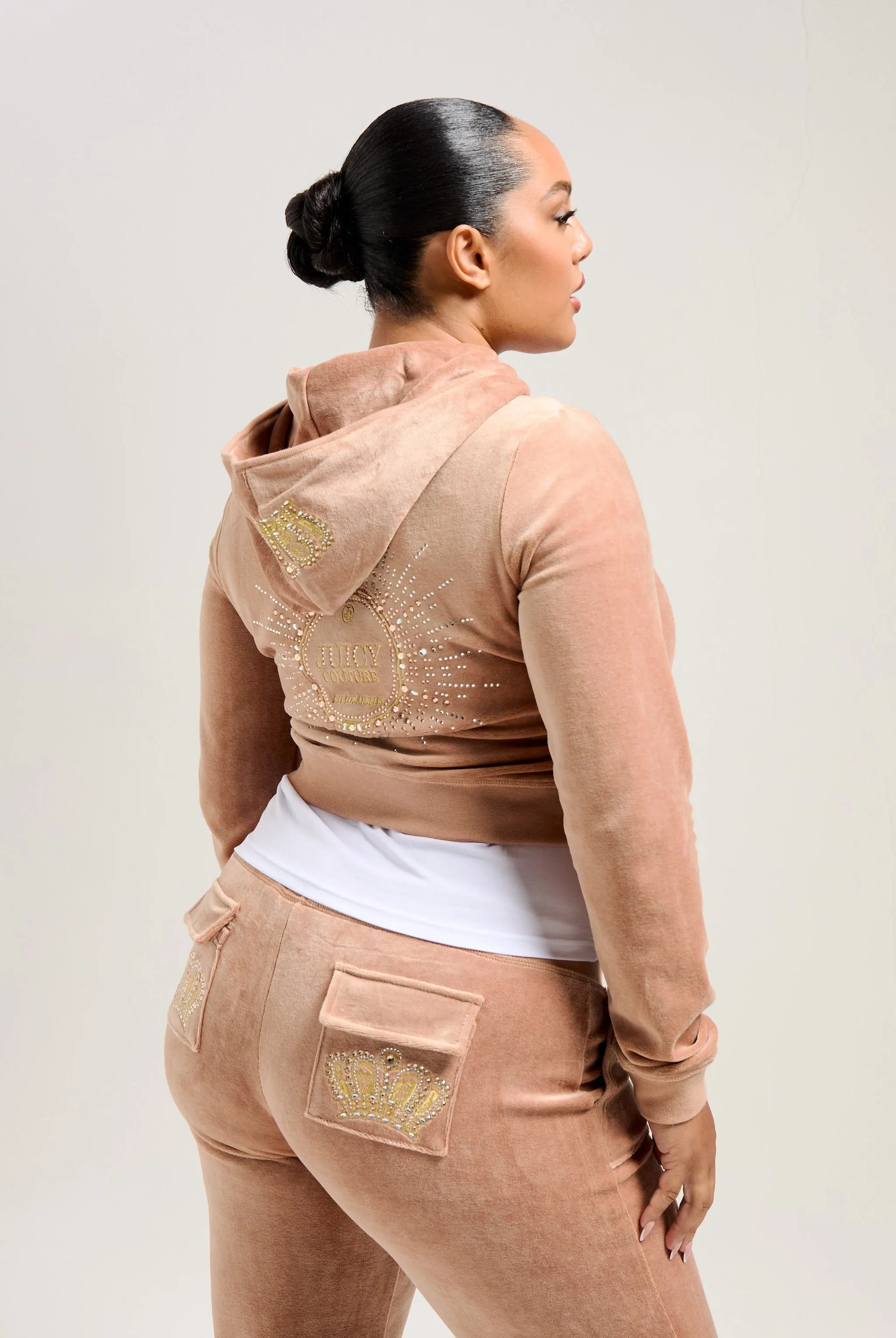 CAFE AU LAIT ULTRA LOW RISE CROWN BAMBOO VELOUR HERITAGE BOTTOMS