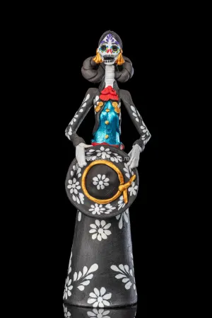 Charro-Mariachi Style Catrina Day of the Dead Clay Sculpture