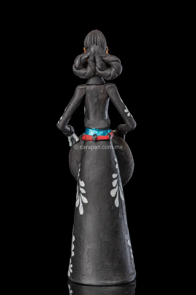 Charro-Mariachi Style Catrina Day of the Dead Clay Sculpture
