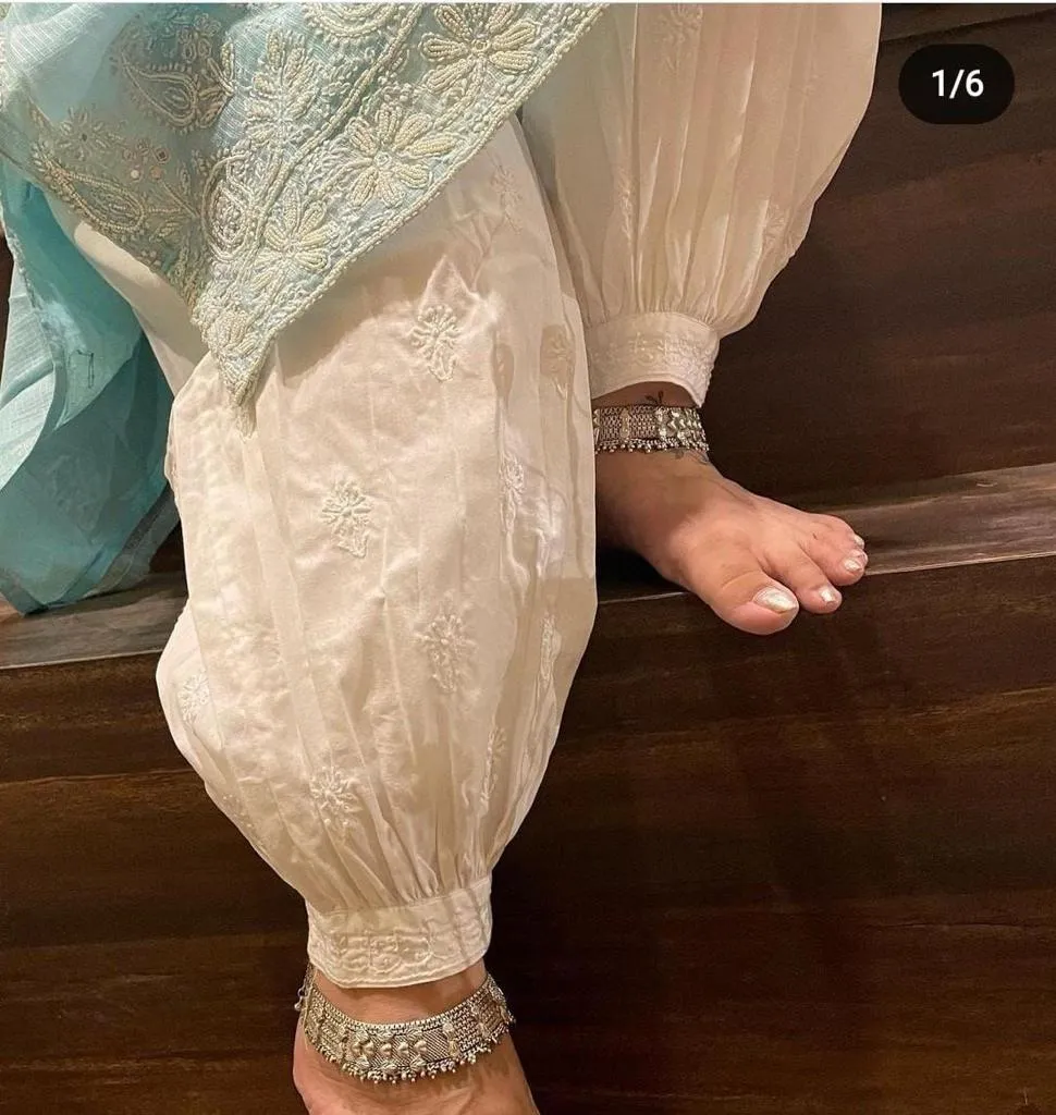 Chikankari Baloon White Salwar