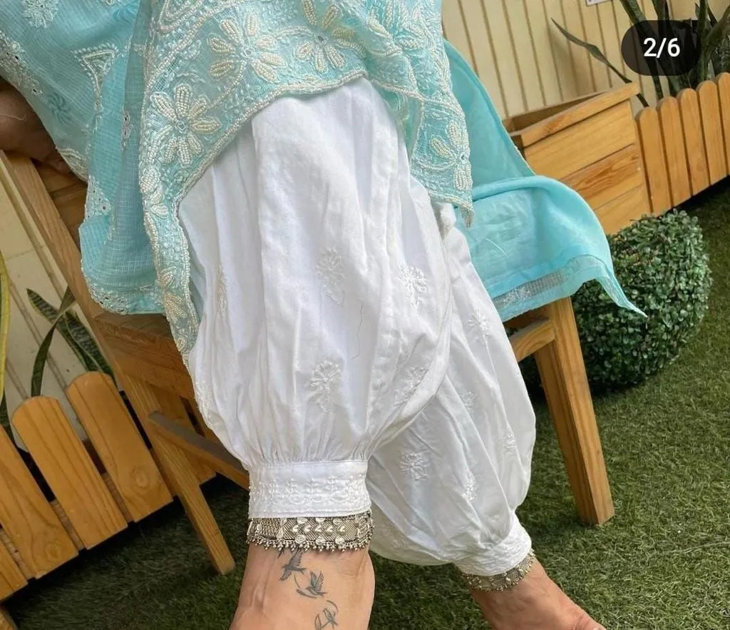 Chikankari Baloon White Salwar