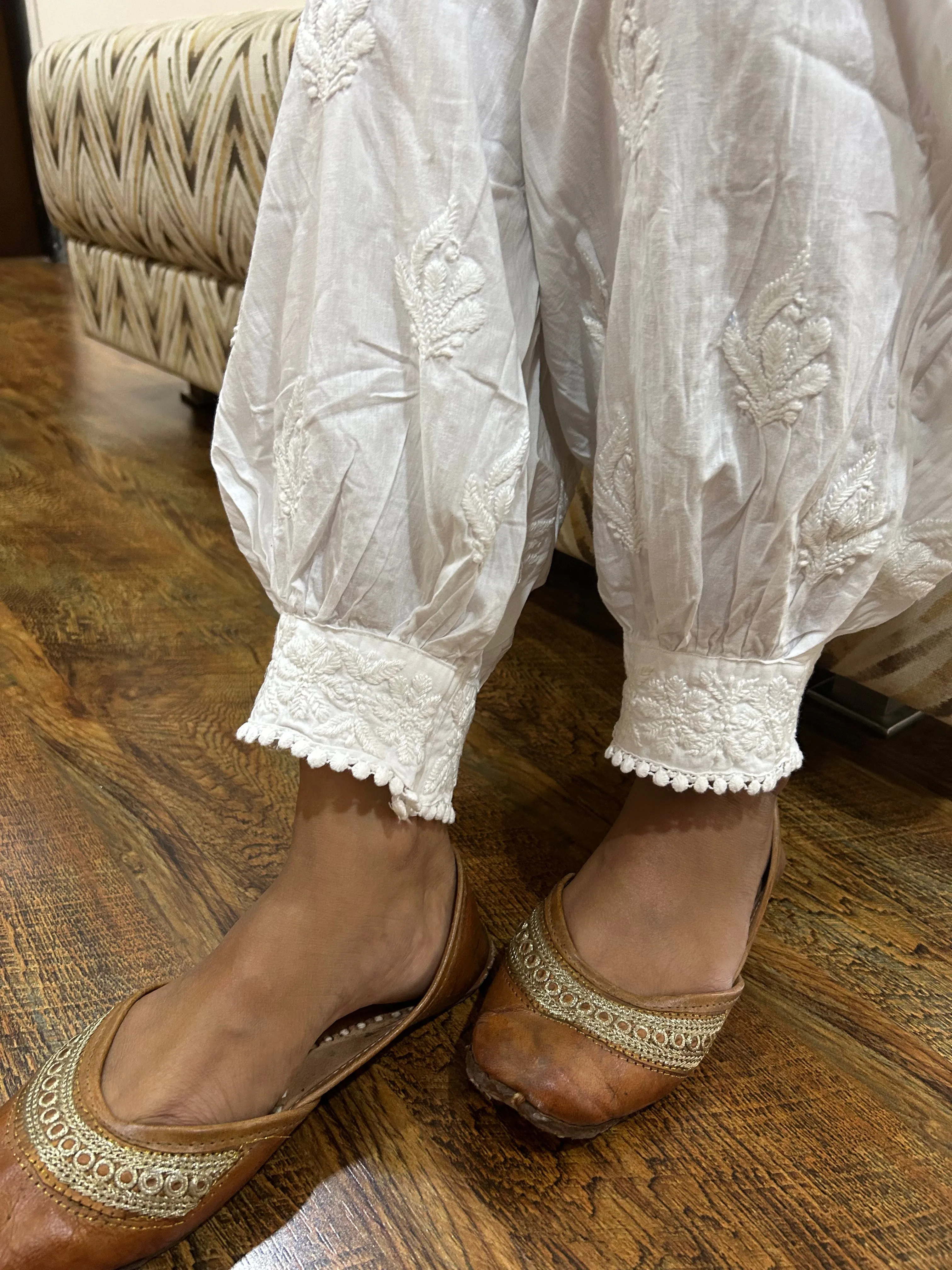 Chikankari Baloon White Salwar