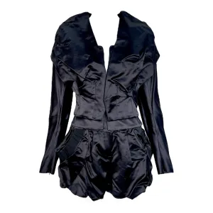 Christian Lacroix 1980's Black Silk Jacket   Shorts Evening Ensemble