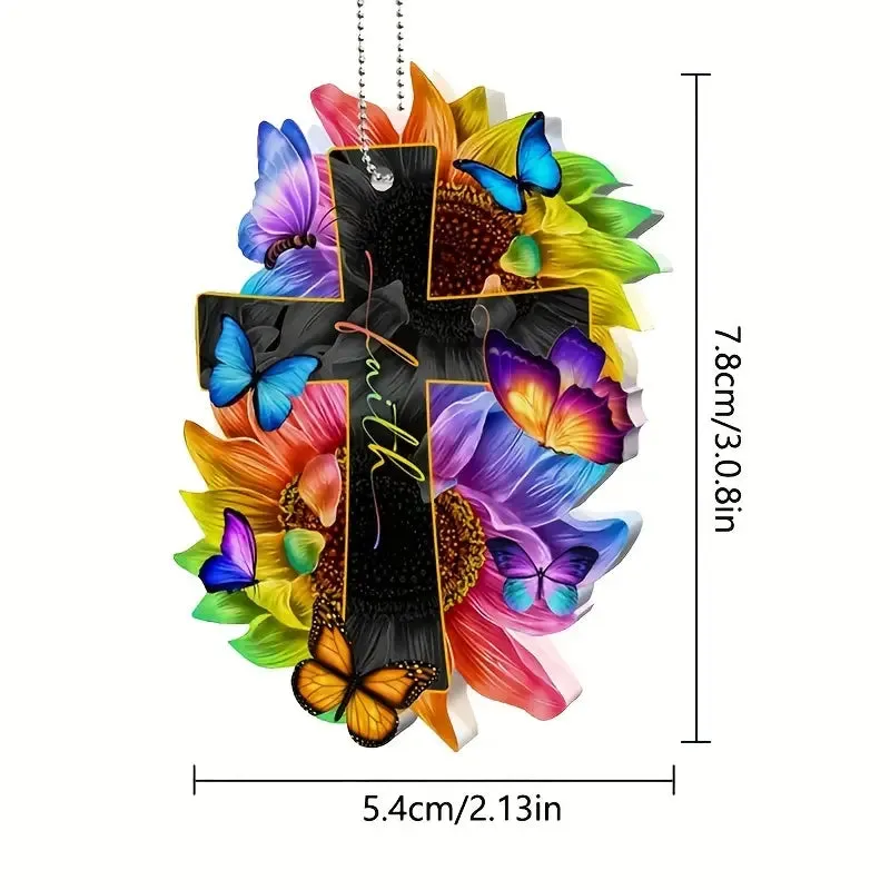 Christianartbag Ornament, Cross Butterfly Flower Faith Ornament, Christmas Ornament, Christmas Gift, Personalized Ornament, CABOM01250923.