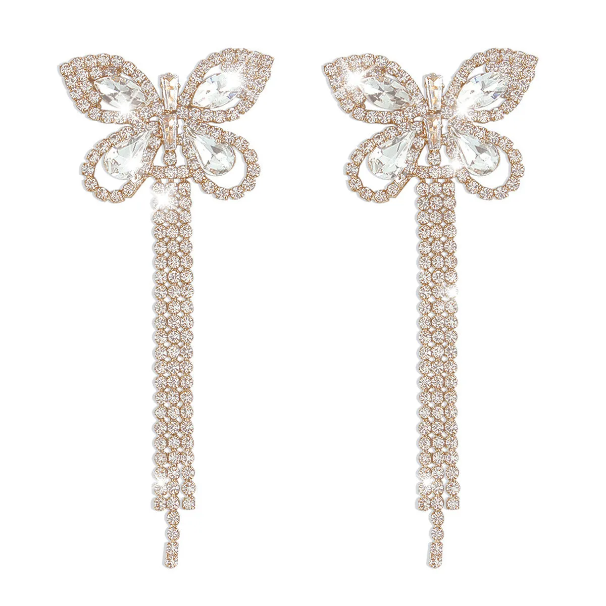 Clear Crystal & Cubic Zirconia 18K Gold-Plated Butterfly Drop Earrings