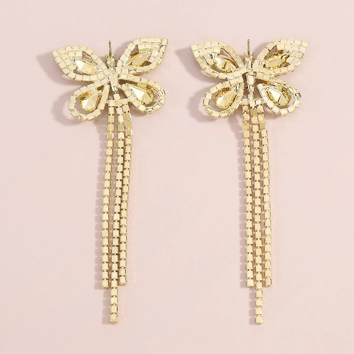 Clear Crystal & Cubic Zirconia 18K Gold-Plated Butterfly Drop Earrings