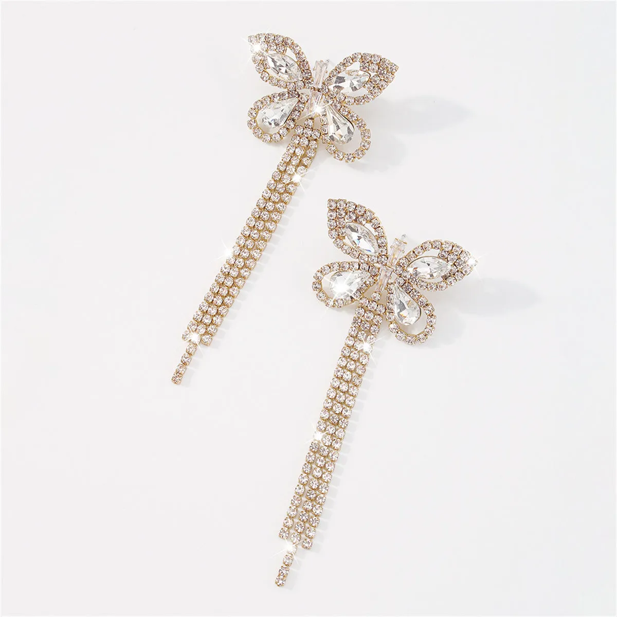 Clear Crystal & Cubic Zirconia 18K Gold-Plated Butterfly Drop Earrings