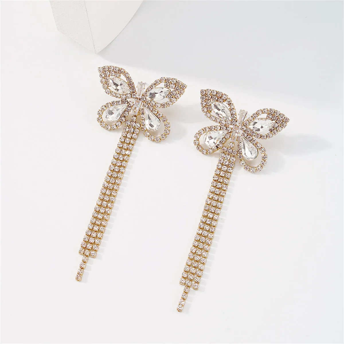 Clear Crystal & Cubic Zirconia 18K Gold-Plated Butterfly Drop Earrings