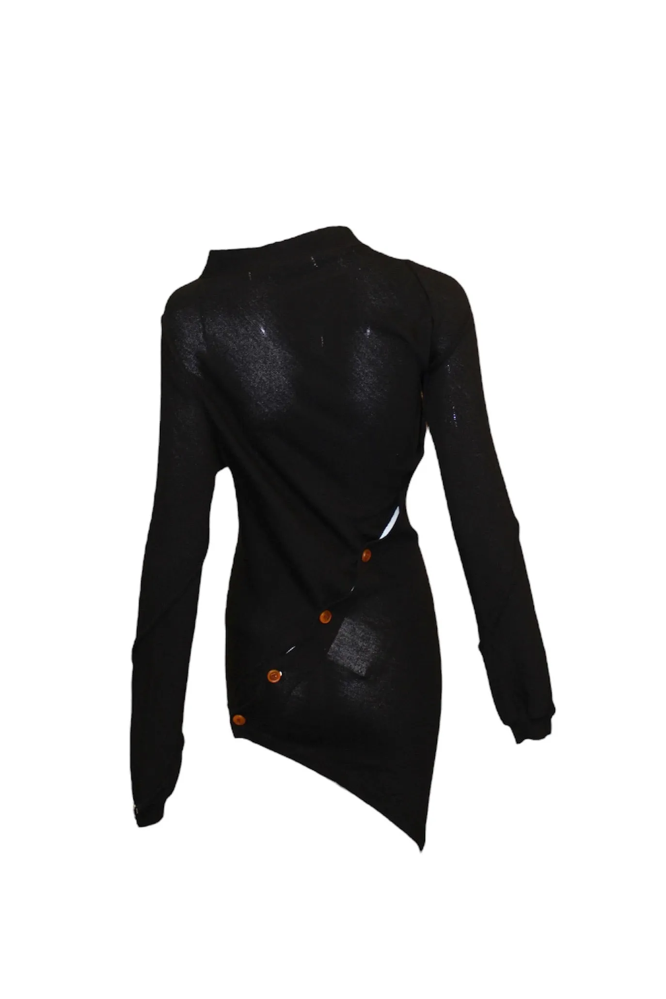 Comme Des Garcons A/W 2002 Black Wool Wrap Around Cardigan Sweater Dress