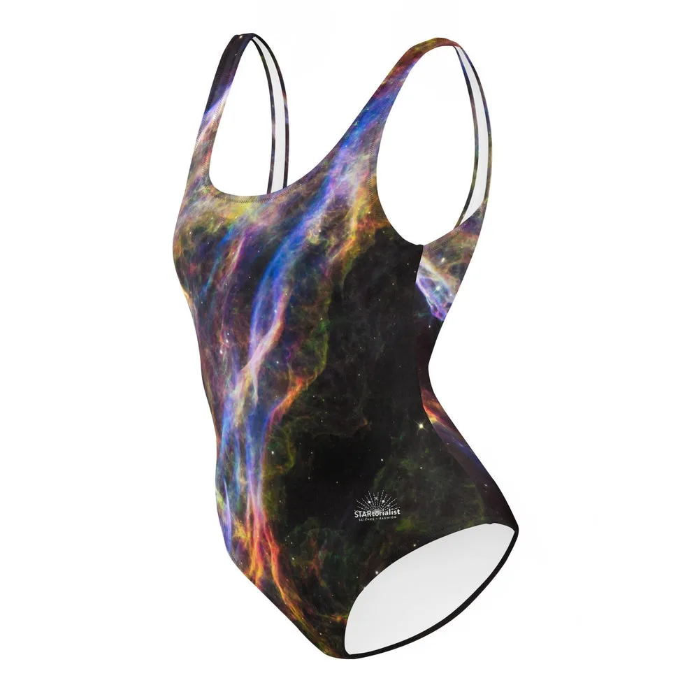 Cosmic Veil Nebula One-Piece Swimsuit