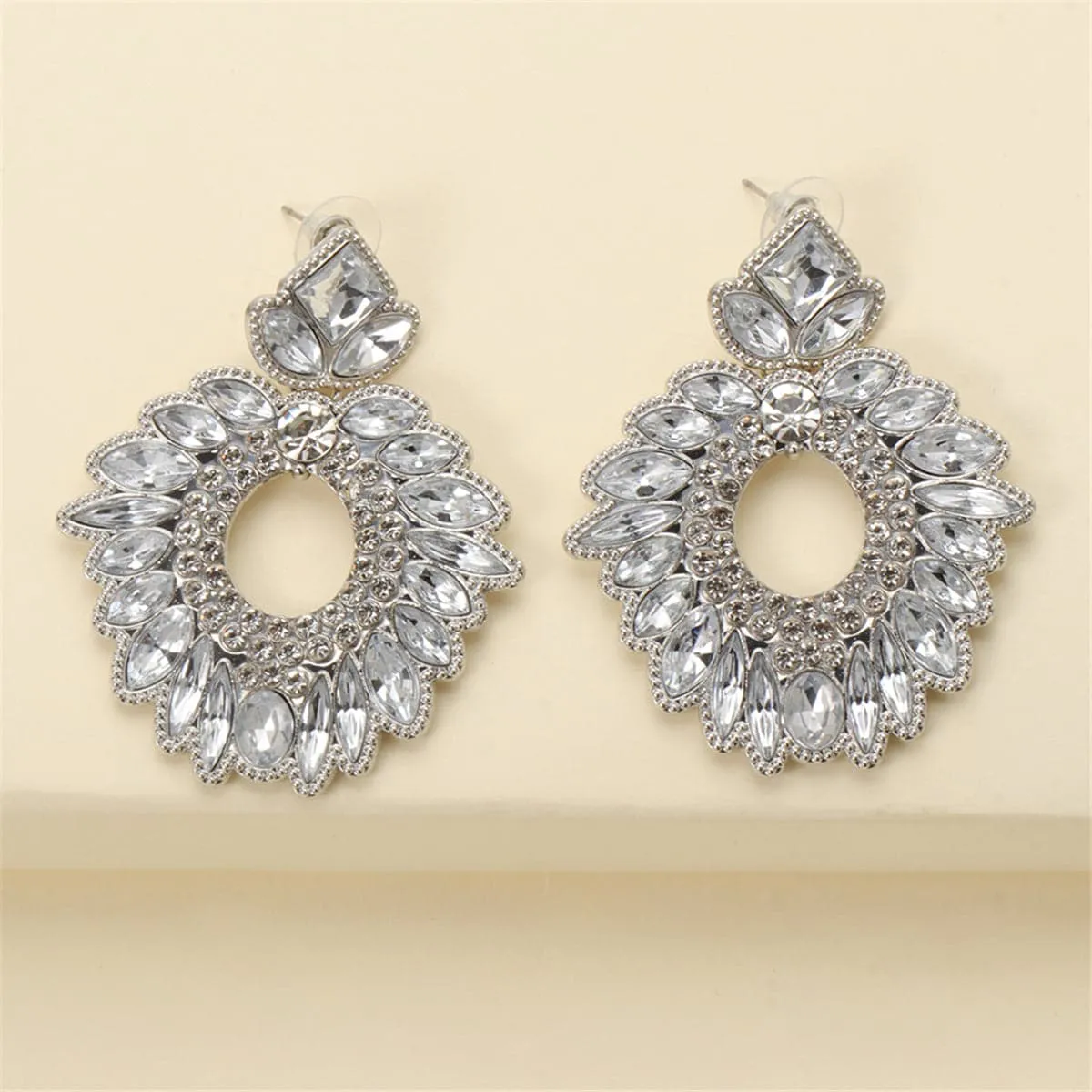 Crystal & Cubic Zirconia Silver-Plated Geometric Drop Earrings